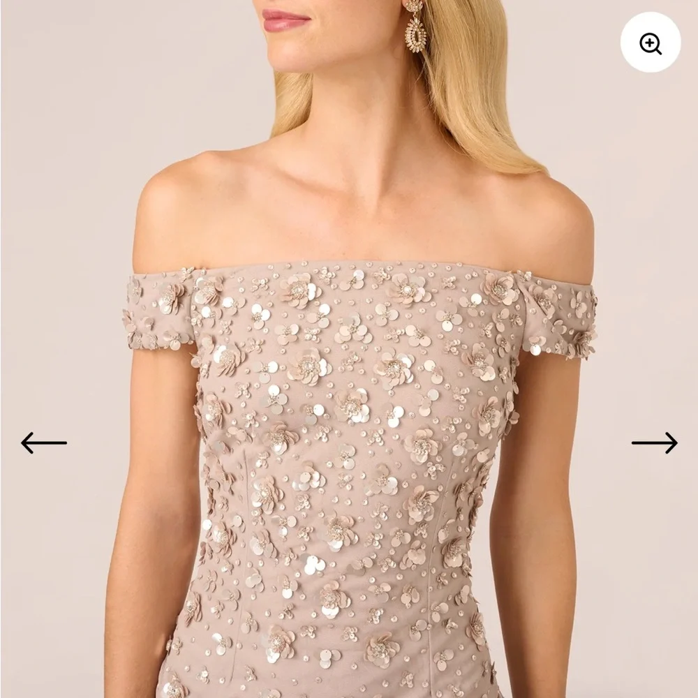 Adrianna Papell NWT off shoulder size 14 gown - Picture 4 of 16